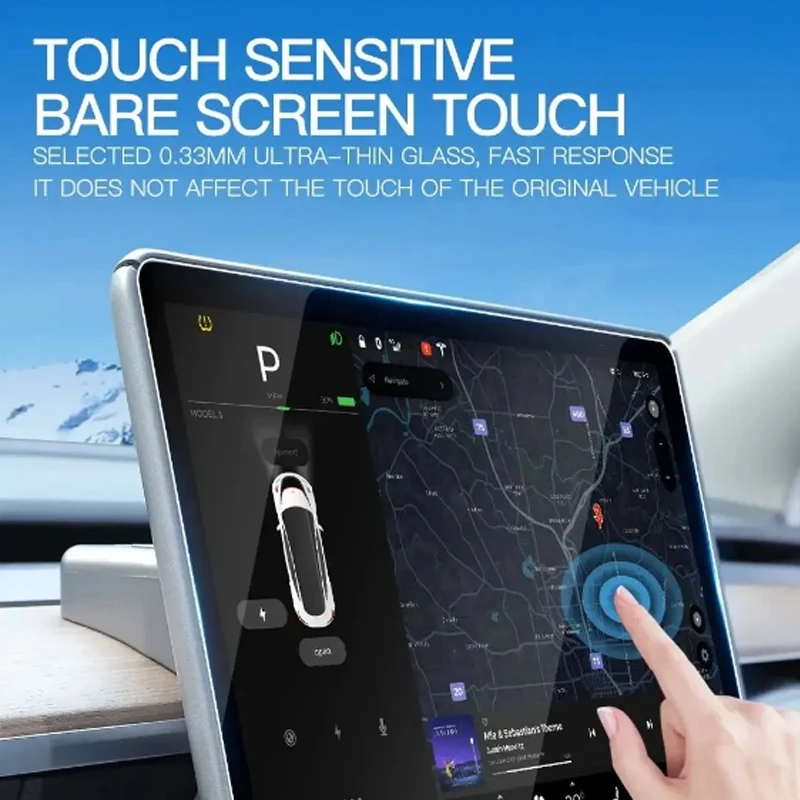 For Tesla Model Y 3 Tempered Glass Screen Protector Center Console Anti Glare HD Film Protection Screen Protecto Accessories