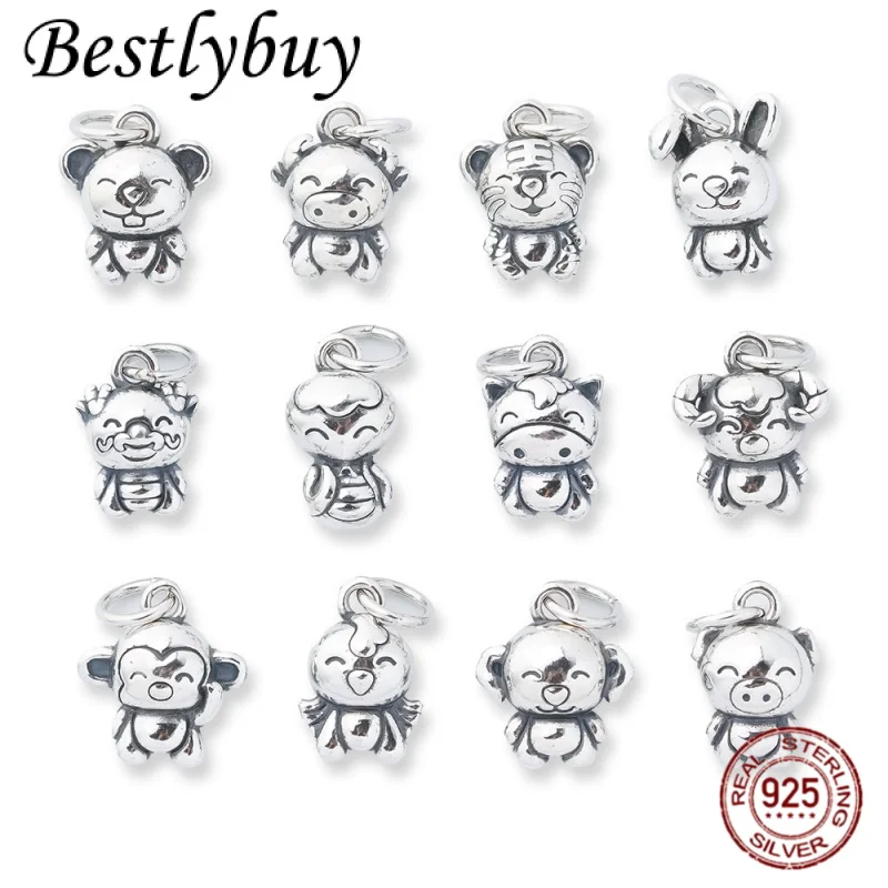 

Pure S925 Sterling Silver Three-dimensional Hollow Out Twelve Zodiac Cute Little Animal Pendant