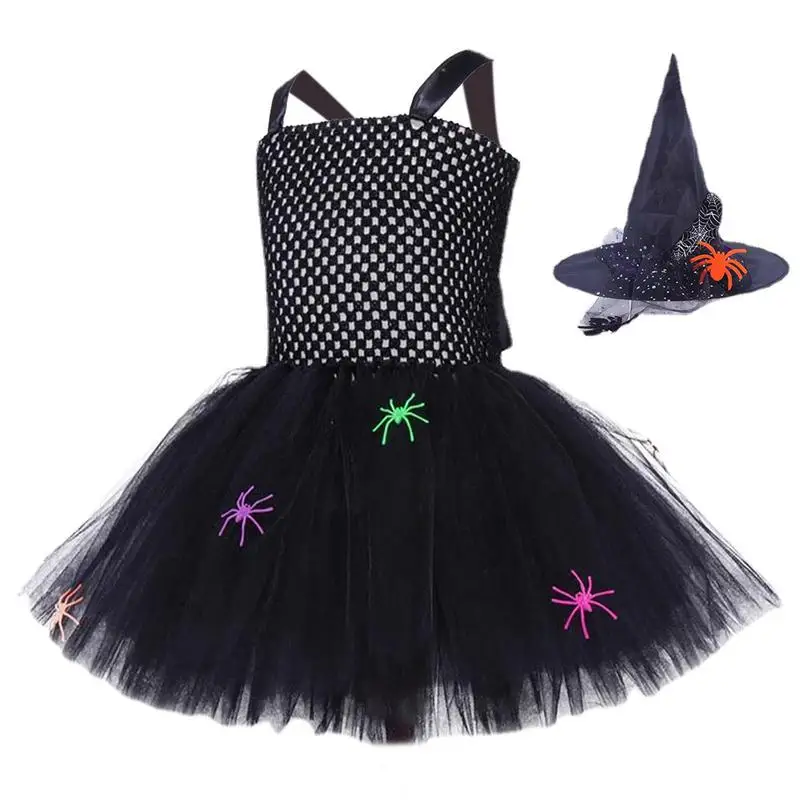 Witch Tutu Dress Kids Black Dress Gauzy Skirt Tutu Skin-Friendly Dress Up Clothes Cosplay Role Outfits Gauzy Skirt For Holiday