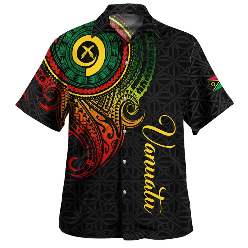 

Summer Harajuku 3D The Republic Of Vanuatu National Flag Printing Shirts Men Vanuatu Emblem Graphic Short Shirts Fashion Blouses