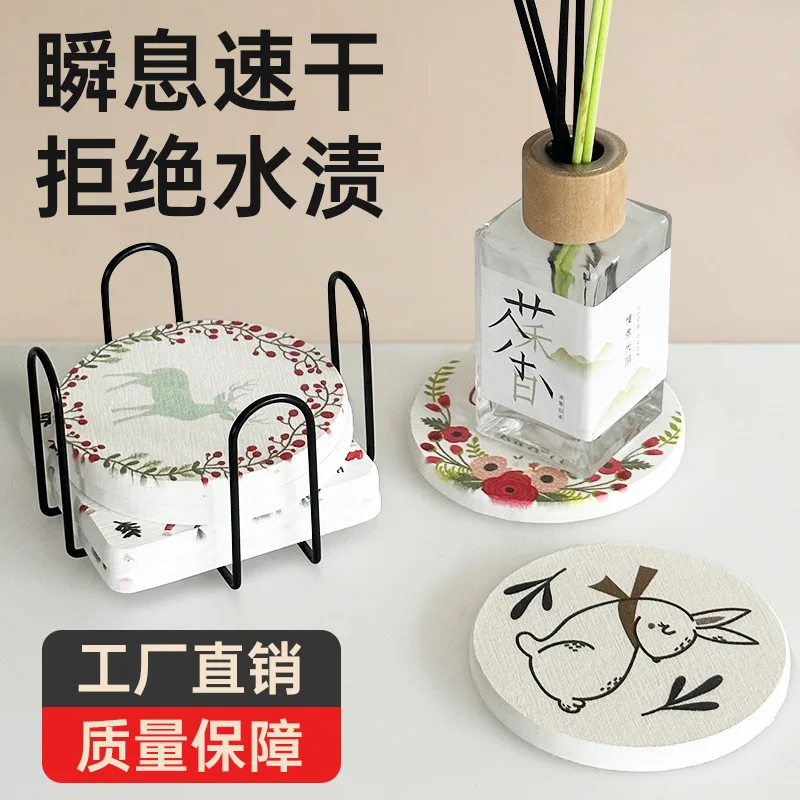 Cross-Border Diatom Mud Coaster Christmas New Creative Coaster Absorbent Washstand Heat Insulation Coffee Non-Slip Tableware Har