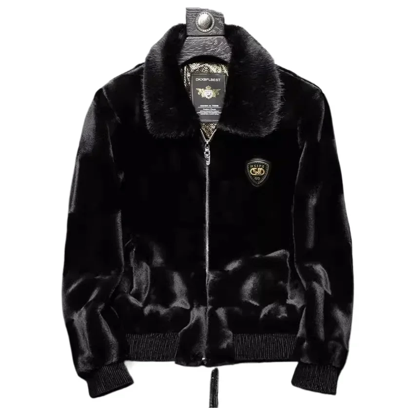 

Winter Mens Faux Fur Leather Jacket High-quality Solid Color Wool Liner Thick Warm Jacket Outdoors Cold-Proof Coats Men Clothing