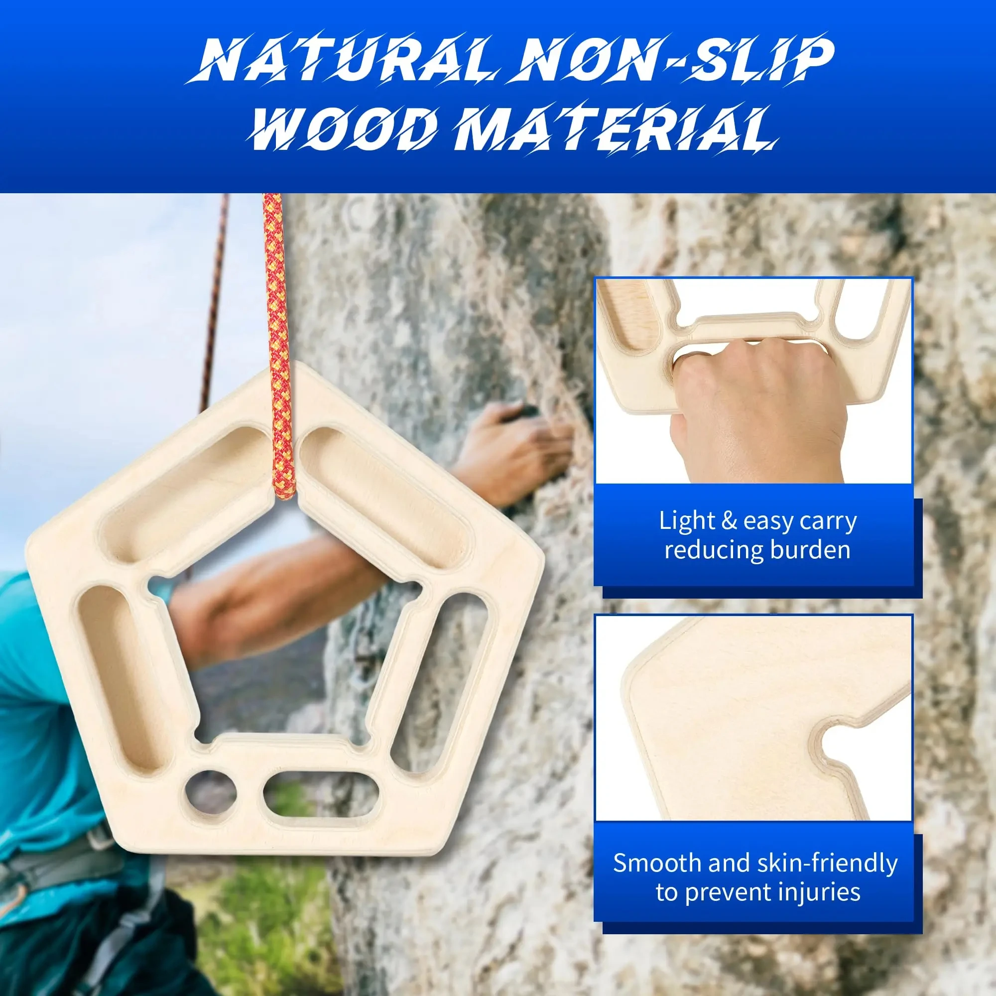 Finger Strengthen Climbing Board Pull-Ups Weight Hang Trainer Portable Tool Grip Forearm Strengthener Exercise image 3