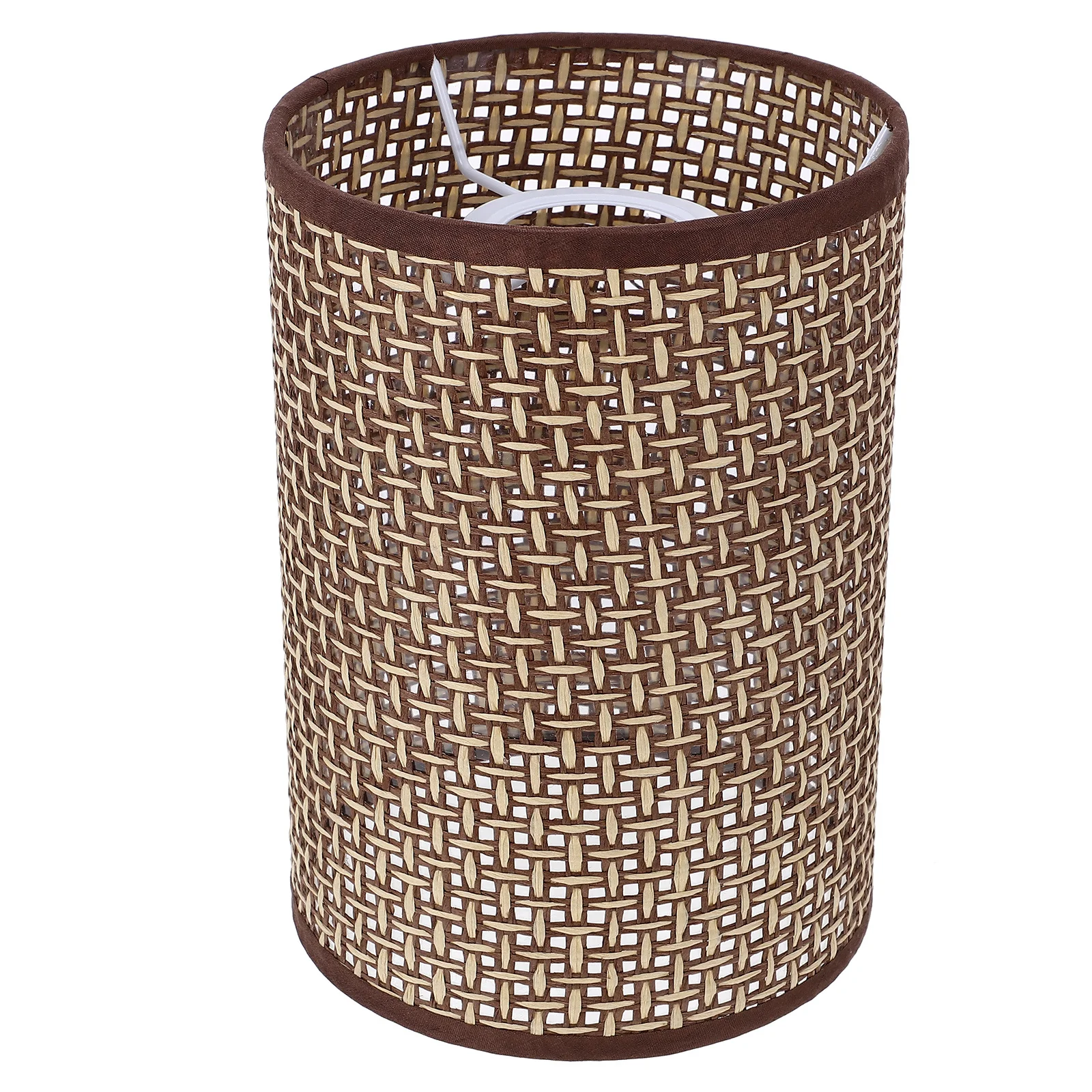Rattan Shade E14/E27 Base Table Lamp Cover Drum Style Woven Natural Light Decor Floor Lamp Replacement Holder For Living Room