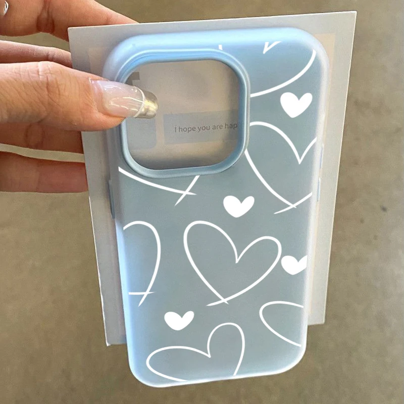 أنيق الأبيض الحب القلب قضية الهاتف لسامسونج غالاكسي A06 A55 A56 A07 A17 S25 S24 FE S23 الترا زائد S22 2 في 1 ماتي غطاء
