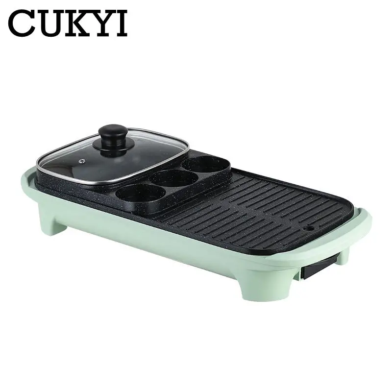 Household 3 in 1 Cooking Pot Hotpot Barbecue Multicooker Multifunction Smokeless Non-stick Baking Grill Omelette Cake Baking pan