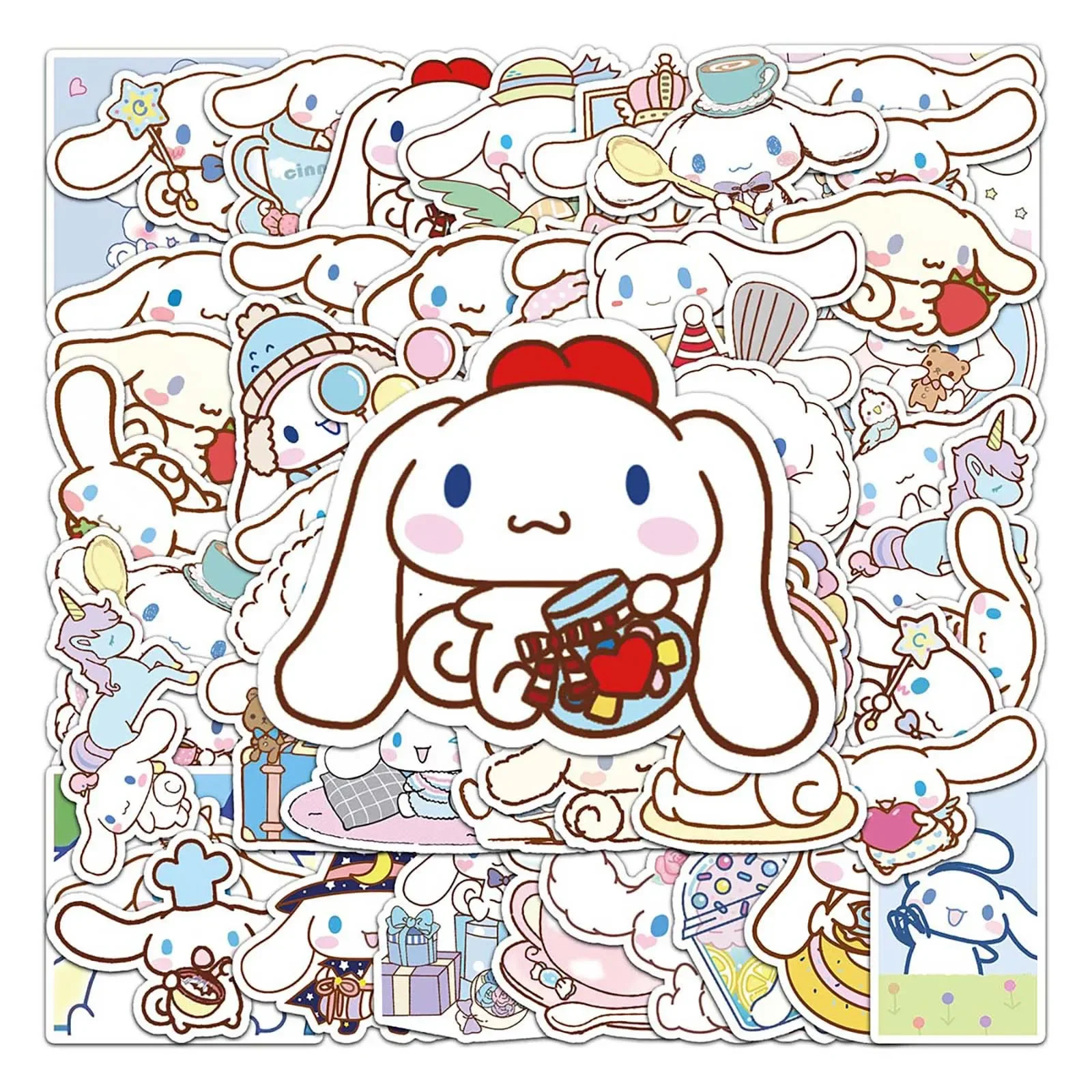 50pcs/set Cinnamoroll sticker Children DIY Puzzle Sticker Face Funny Anime Cartoon Assemble Stickers Kids Toys Boys Girls Gifts