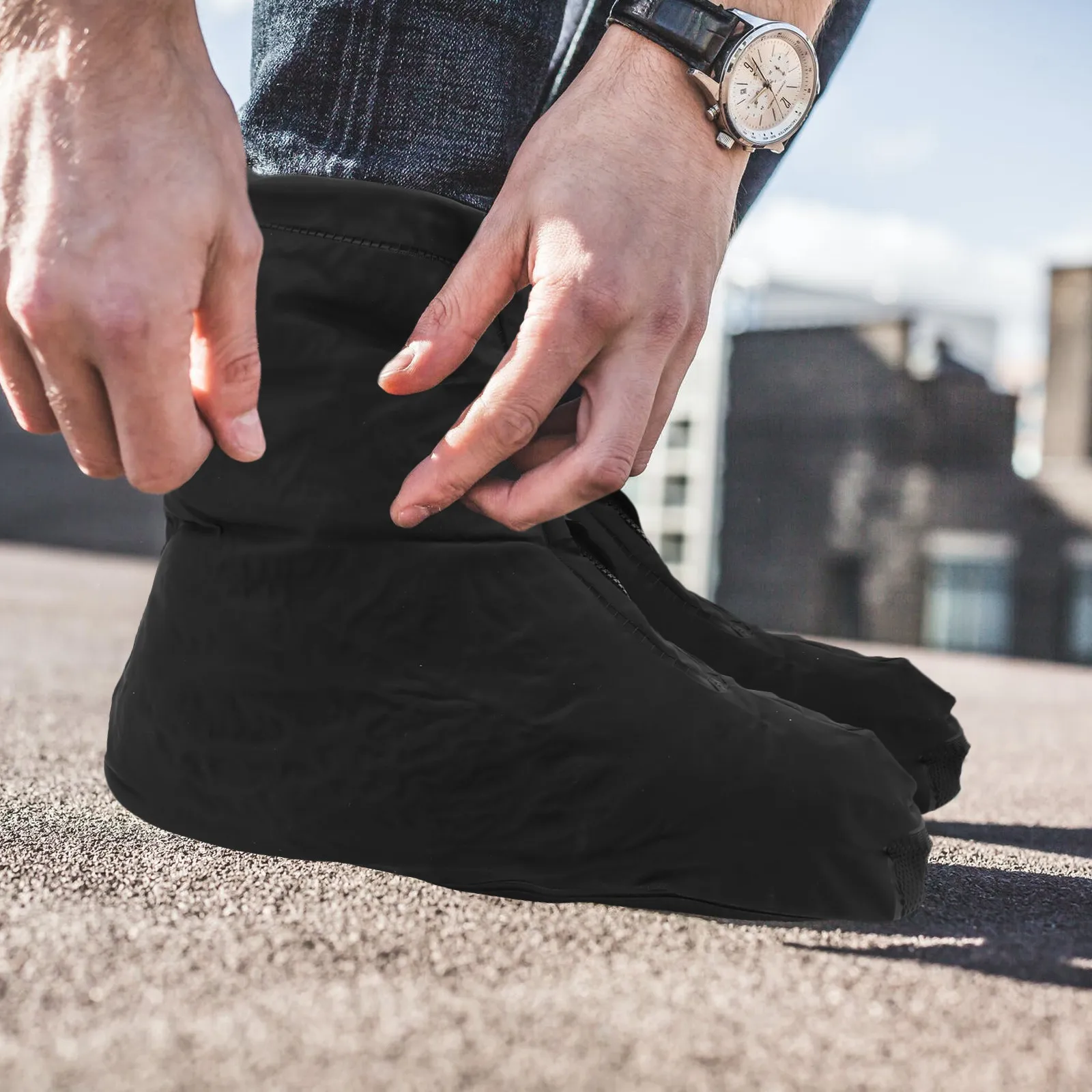 

1 пара водонепроницаемых чехлов для обуви, универсальные бахилы для занятий спортом на открытом воздухе, износостойкие чехлы от дождя, подходящие для различных типов ног