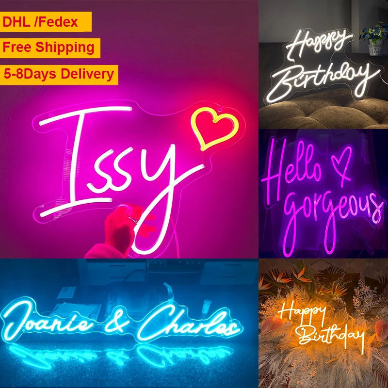 Neon Custom Personalized Neon Signs Outdoor Indoor Usd For Wedding Neon Birthday Party Store Bar Room Decor Neon Led Sign