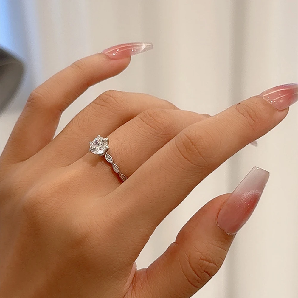 Trumium1CT Moissanite Sterling Silver 925 Ring Classic Luxury Engagement Jewelry  Wedding Rings for Women Accessories Gift