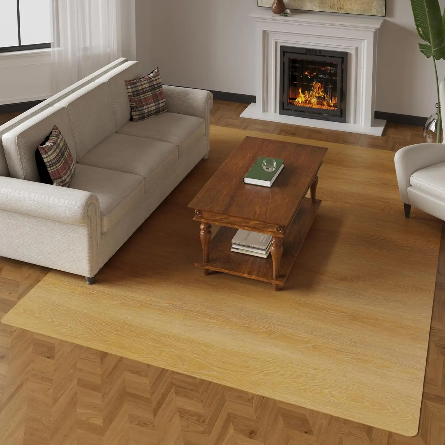 

Водонепроницаемый виниловый коврик 5' x 6'6" с противоскользящим покрытием для гостиной, кухни, спальни - дизайн под дерево