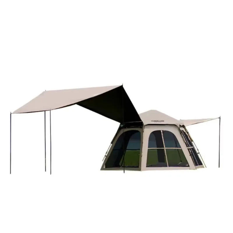 

2025 Outdoor Portable One-Bedroom Folding Tent For 4-6 People Hexagonal Thickened Oxford Canopy Rainproof Two-In-One Camping