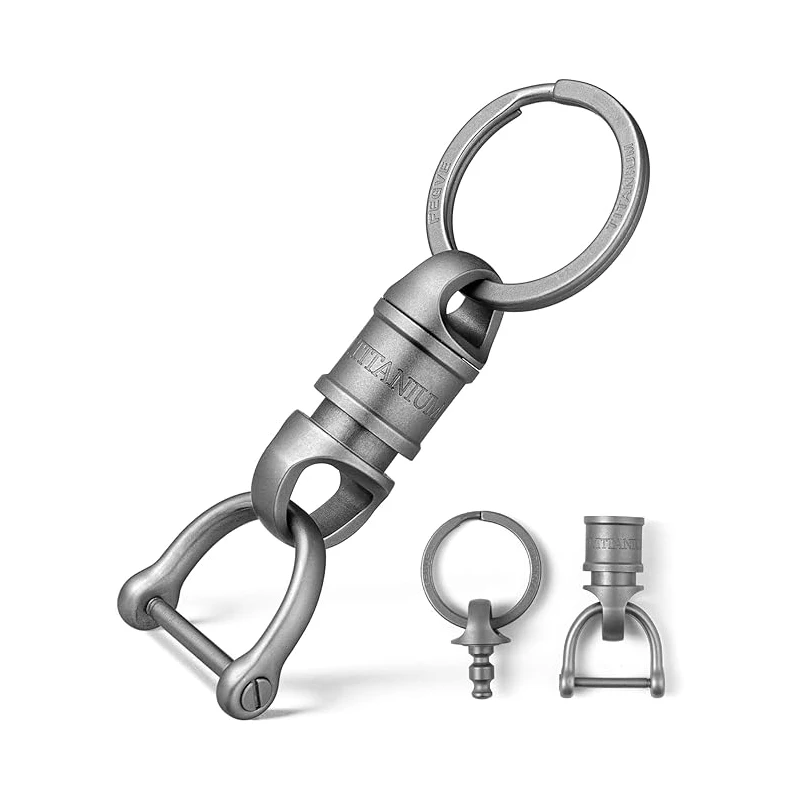 Titanium Quick Release Swivel Keychain, Detachable Keychain Pull Apart Key Chain Carabiner Holder for Car Keys