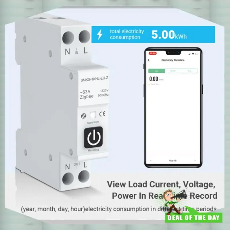 24-Hour Delivery TUYA 63A 1P+N Zigbee Smart Circuit Breaker With Metering Smart Home Wireless Remote Control Smart Life Alexa Ho