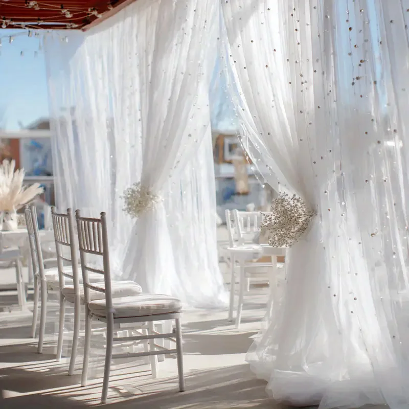 5ftx10ft Pearl White Tulle Backdrop Curtain Sheer Backdrop Drapes for Wedding Baby Shower Birthday Party Photo Shoot Decorations