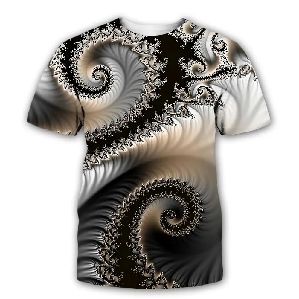 Abstract fashion T-shirts for men and women, casual short sleeved shirts, dreamy 3D fractal art prints, innovative men\'s clothin