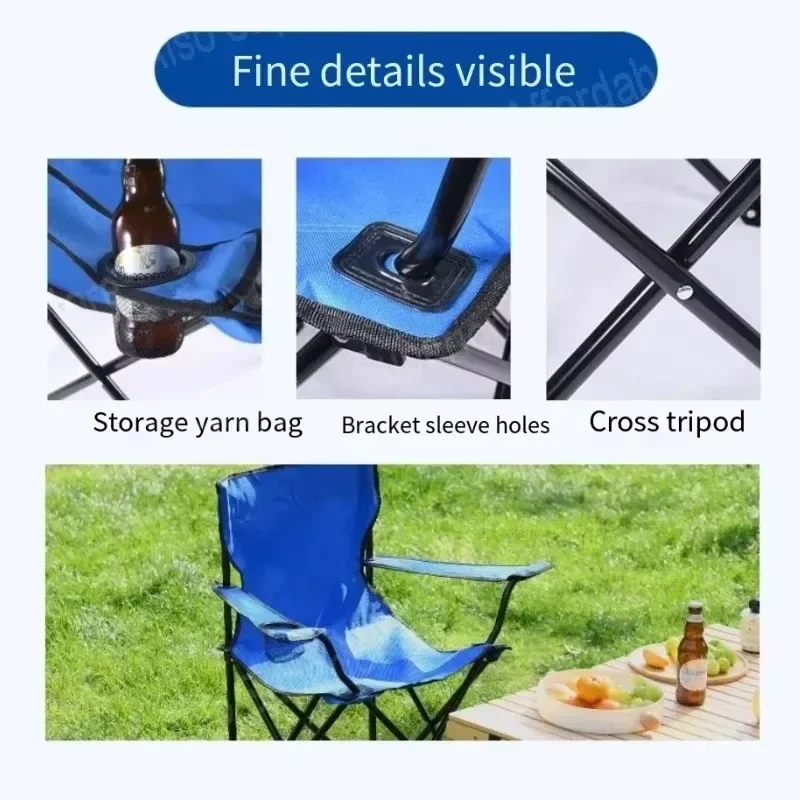 Camping Chair OxfordPortable Outdoor Folding Fishing Chair with Armrest Backrest Leisure Folding Art Sketching Painting Beach