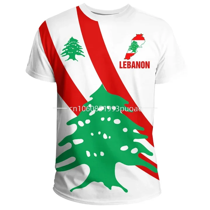 Lebanon T-Shirt 2024 Men\'s Flag of Lebanon Flag T-Shirt Casual Fashion Street Oversize Round Neck T-Shirt