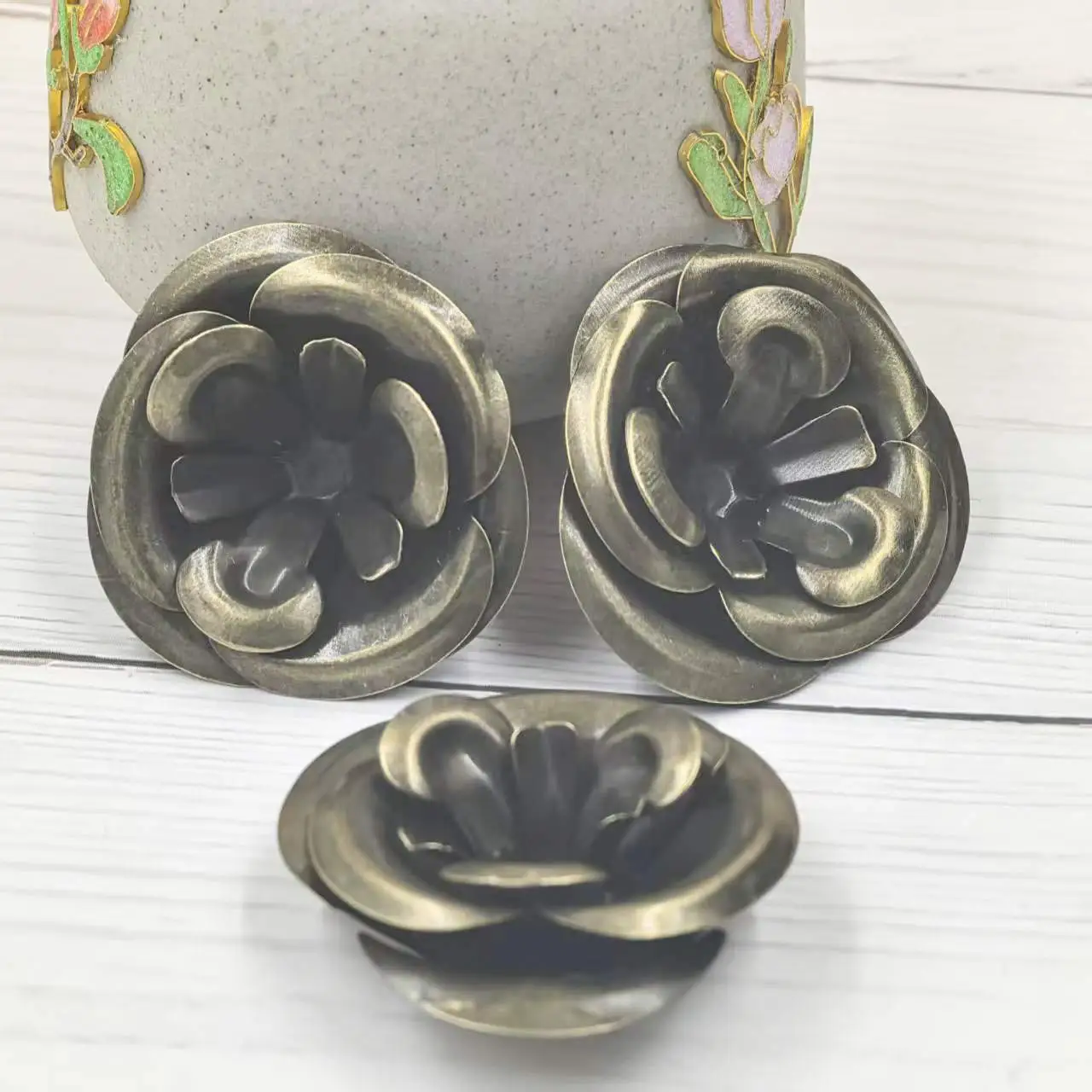 200PCS Metal Combination Decorative Flower Charm Cameos 39mm DIY Embellissment Crafts Apparel Handmade Accessories Supplies