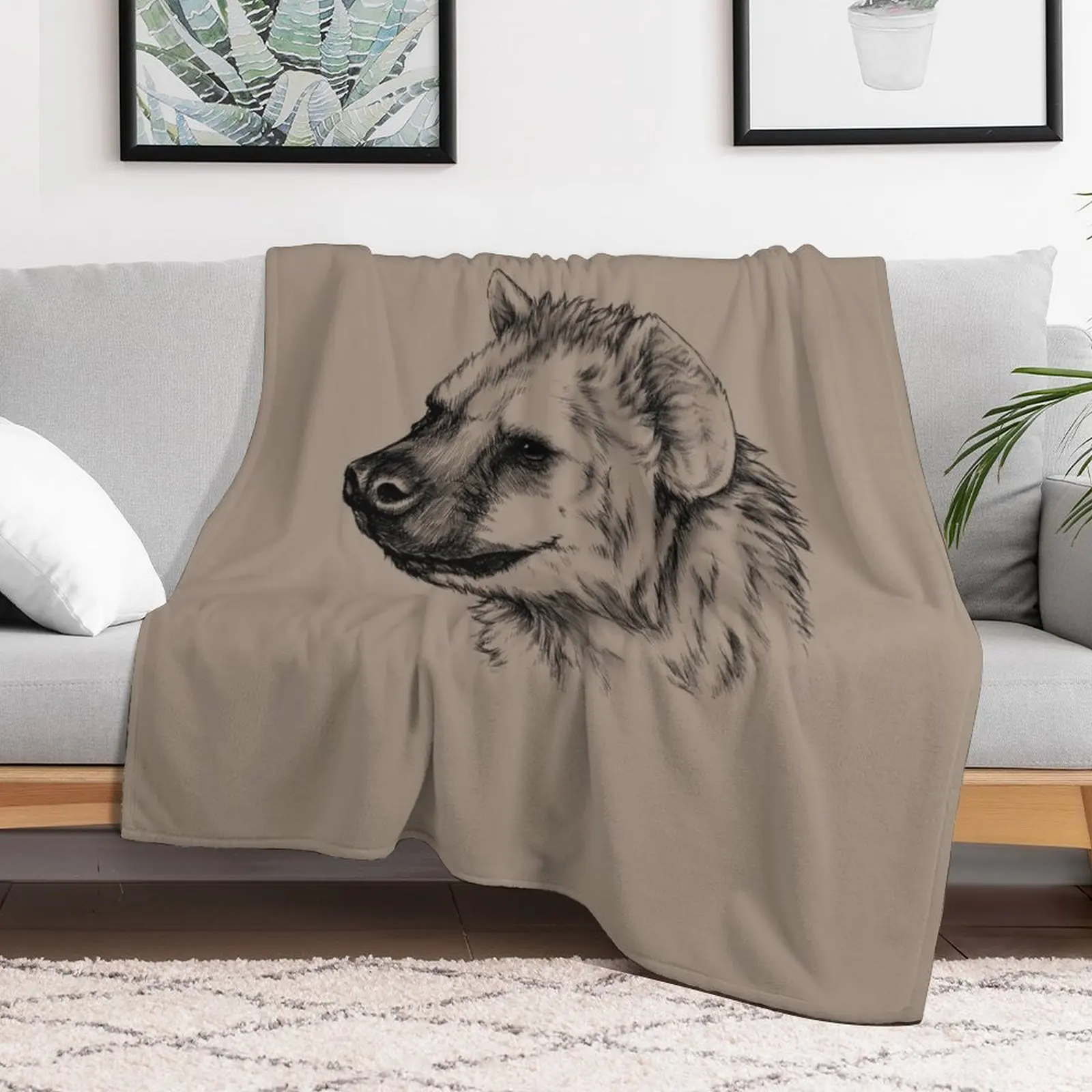 Spotted Hyena Portrait (bright background) Throw Blanket