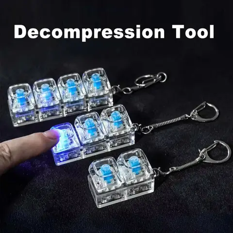 FTCY 2/3/4 Keys Mechanical Keyboard Keychain LED Fidget Toy To Relief Stress Decompression Calming Accessories