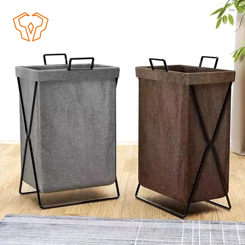 Dirty Clothes Basket Foldable Bathroom Storage Basket Canvas Resistant To Stains Light Luxury for Bathroom Use Clothes Bucket