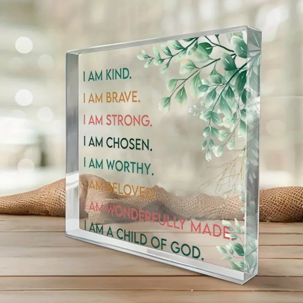CIFBUY Acrylic Inspirational Sign I Am Brave Motivational Desktop Decor Home Office Study Room Gift