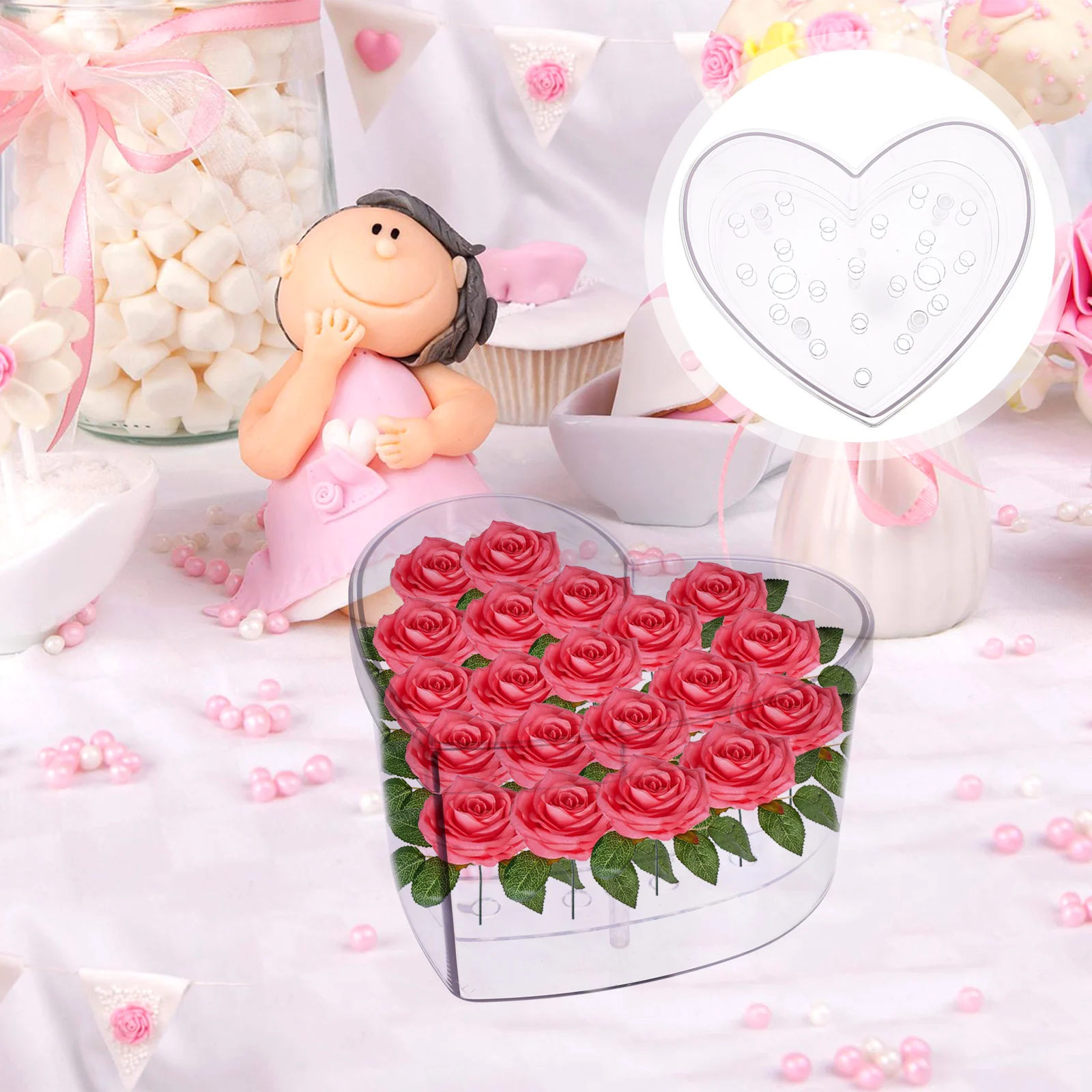 

Heart Shaped Acrylic Flower Box Clear Valentine Gift Packaging Boxes for Arrangement Long Lasting Preservation