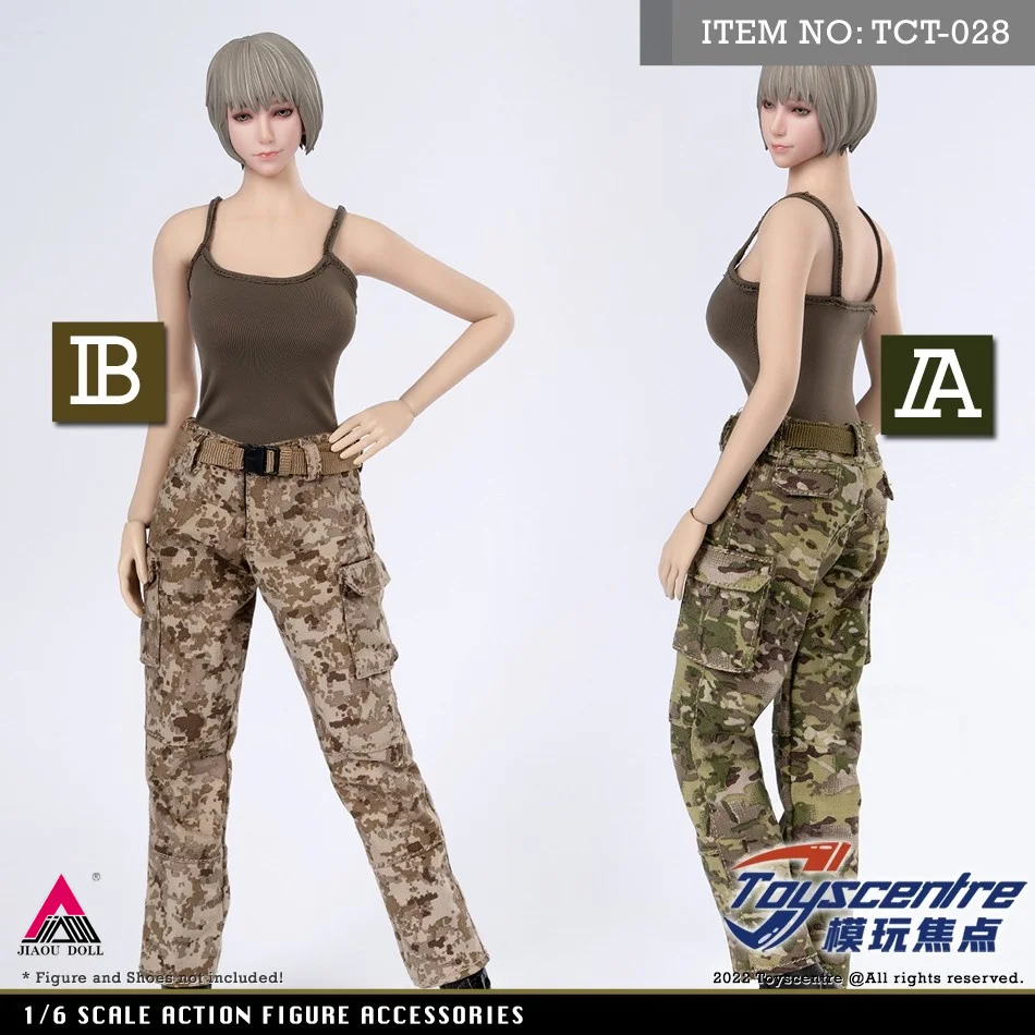 ToysCentre 1/6 TCT-028 Female Soldier Brown Camisole Camouflage Trousers Clothes Set Model Fit 12'' Action Figure Body