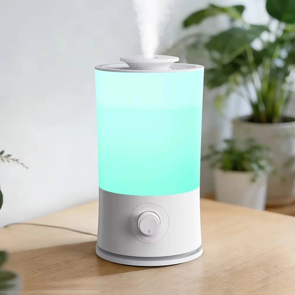 2‑L 2‑in‑1 Top‑Fill Air Humidifier, Knob Control Easy‑Clean Ultrasonic Mist Humidifier