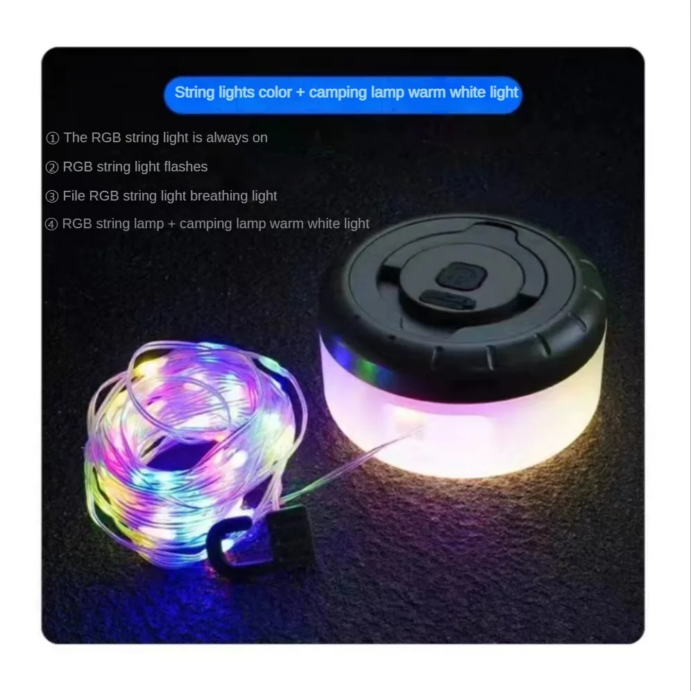 

100PCS Per Carton Set Price logo Customized LED Retractable Portable RGB Decorative Camping Lantern String Lights