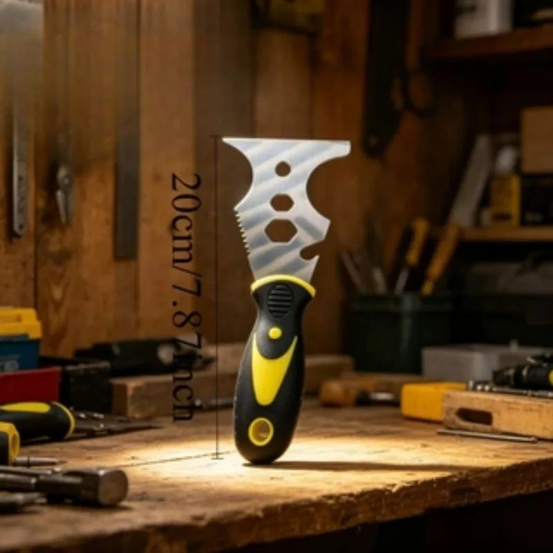 15‑in‑1 Paint Scraper Multi‑Functional Serrated Metal Blade Ergonomic Handle Paint Remover Tool for DIY Professional Use