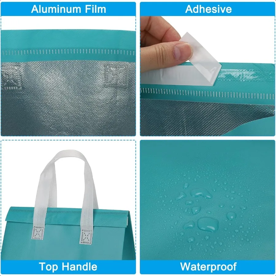 Bolsas aisladas para llevar, 35 Uds., bolsa térmica aislante, bolsas térmicas para comestibles, 9,4x5,9x10,2 pulgadas para entrega de alimentos fríos y calientes Bl