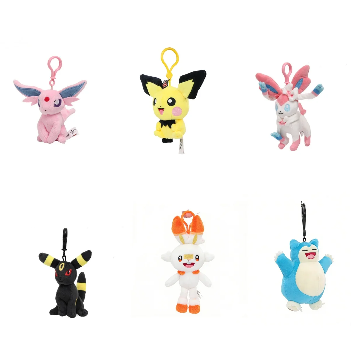

Pokemon Plush Keychains Espeon Pichu Sylveon Umbreon Scorbunny Snorlax Stuffed Doll Bag Charms