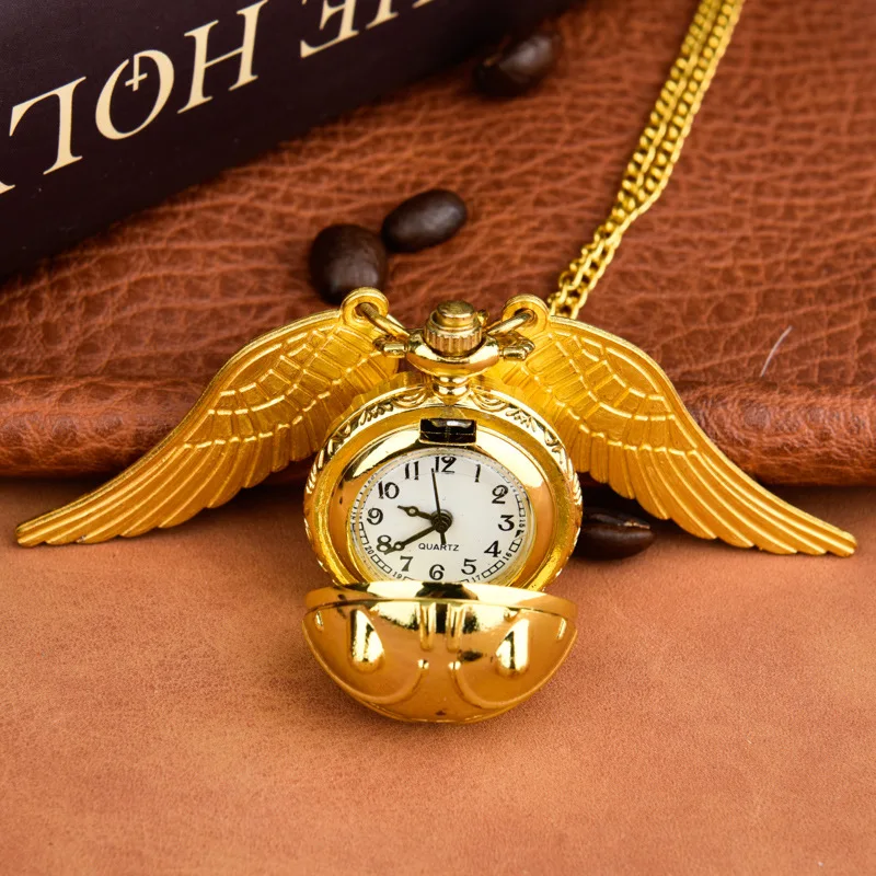 Movie Memorabilia Potters Golden Snitch Necklace Delicate Quartz Pocket Watch Pendant Children's Christmas Birthday Gift Toy