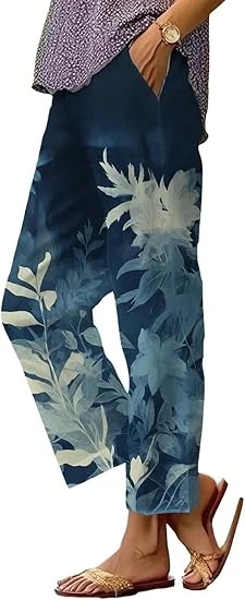 

Women's floral summer boho pants new beach resort pants comfortable and breathable women's pants