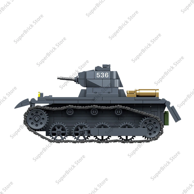 Hot WW2 Germany Tank Type A Pojazd opancerzony PzKpfw I Model Klocki Klasyczny zestaw broni wojskowej Zabawki dla dzieci Prezenty