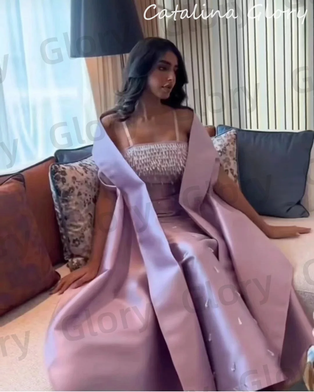 Elegant Crystal Prom Dresses 2024 Modern 2-Piece Jacket Lavender Luxury Evening Dresses Saudi Arabia Women\'s Formal Party Dress