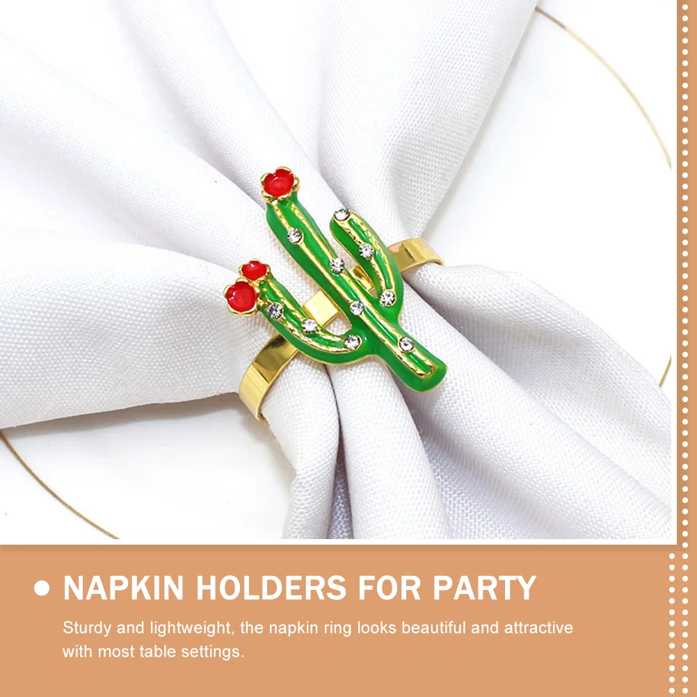 

6Pcs Napkin Rings Pineapple Cactus Decorative for Party Dining Table Summer Festival Banquet Serviette Rings Ornament