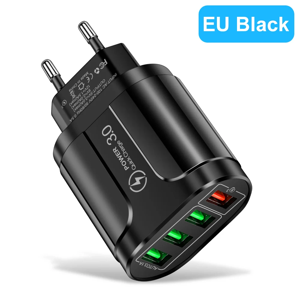 4 Ports USB-Ladegerät Schnell ladung 2.1a 48W Telefon adapter für iPhone Xiaomi EU/US-Stecker tragbare Wand Mobile Schnell ladegerät