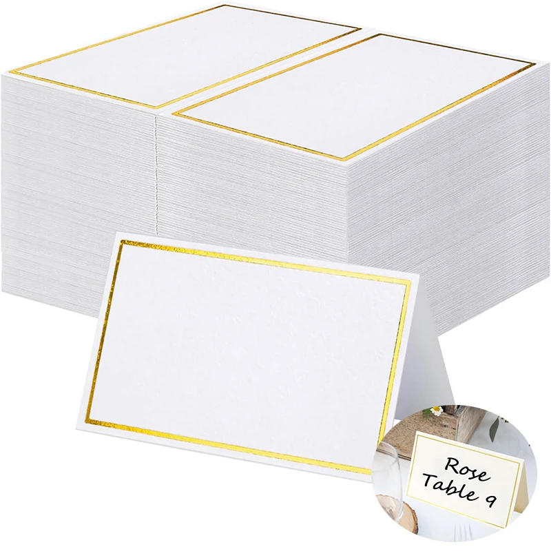 

10/30/60 шт., сложенные открытки из золотой фольги, свадебные открытки с номером для сидения, украшение стола, поздравительная открытка на Рождество, день рождения, TMZ