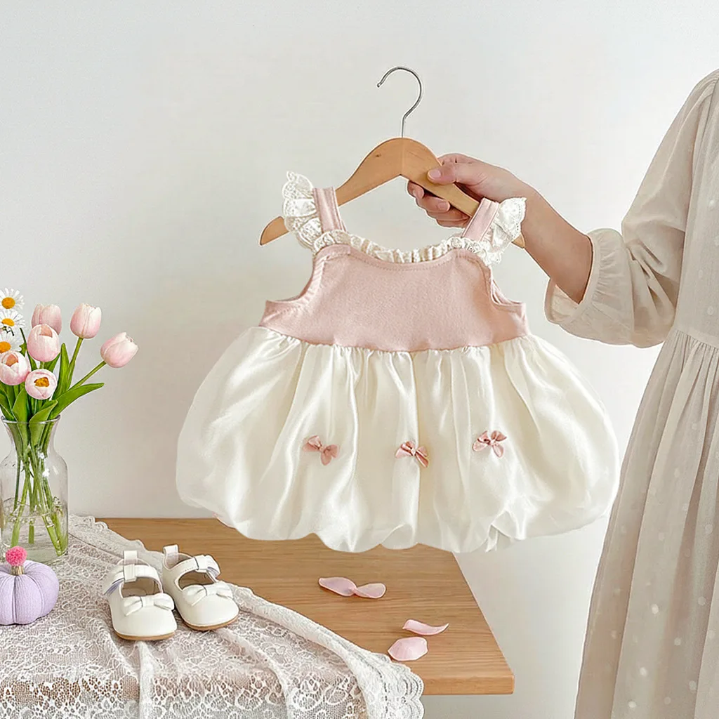 

Summer New Sleeveless Bow Mesh Vest Skirt Infant Dress Bud Skirt