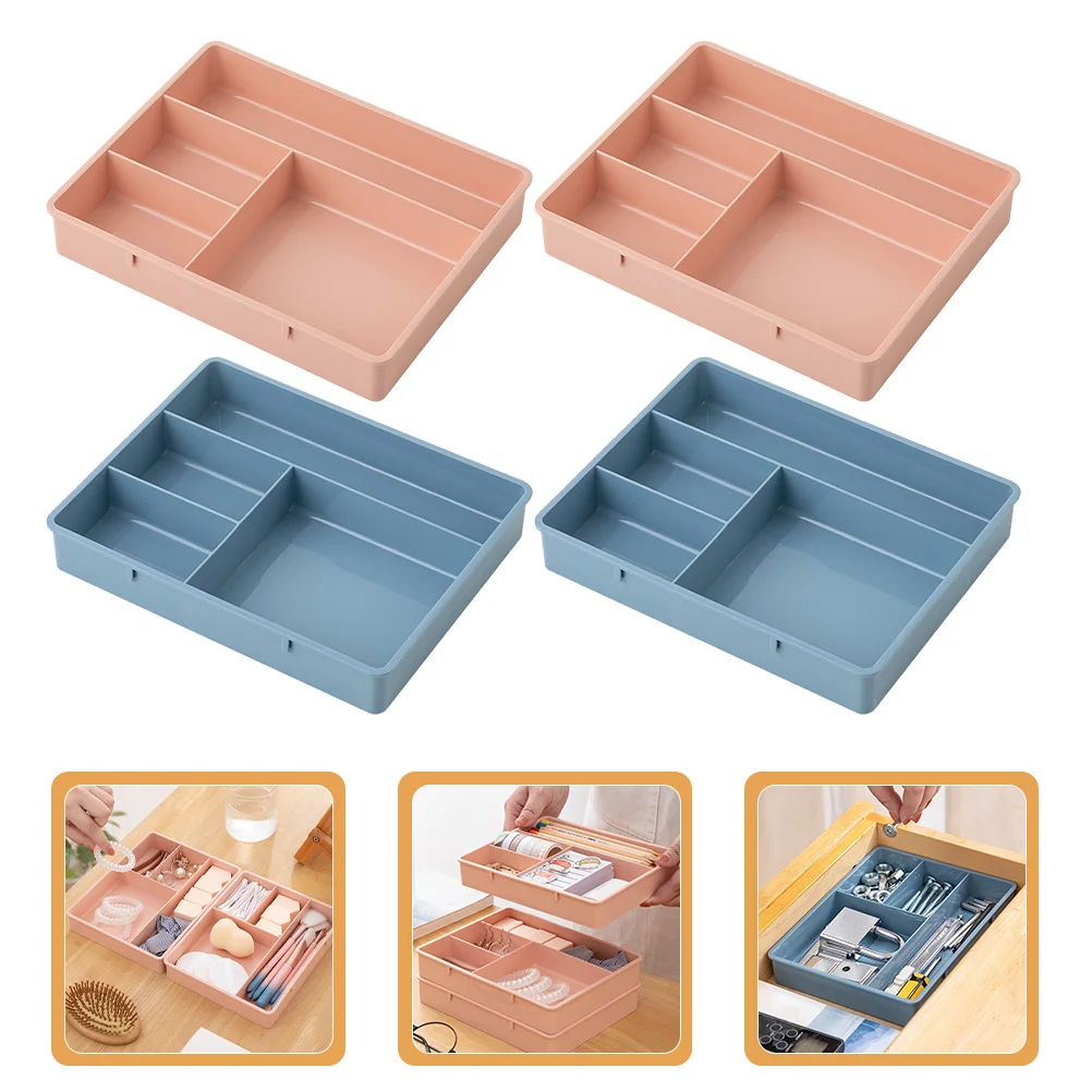 

4Pcs Desktop Storage Organizer for Drawer Use in Bathroom Office Desk Makeup Vanity Craft Supplies Pen Paper Clips Container