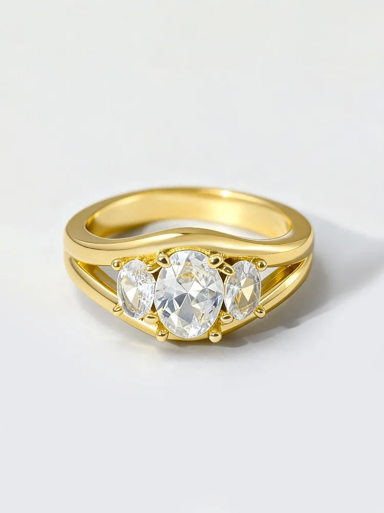 Ring aus 925er Sterlingsilber mit goldfarbenem Design, eiförmigem Zirkon, für Damen, Verlobung, Hochzeit, luxuriöser, hochwertiger, edler Schmuck – Detail 6
