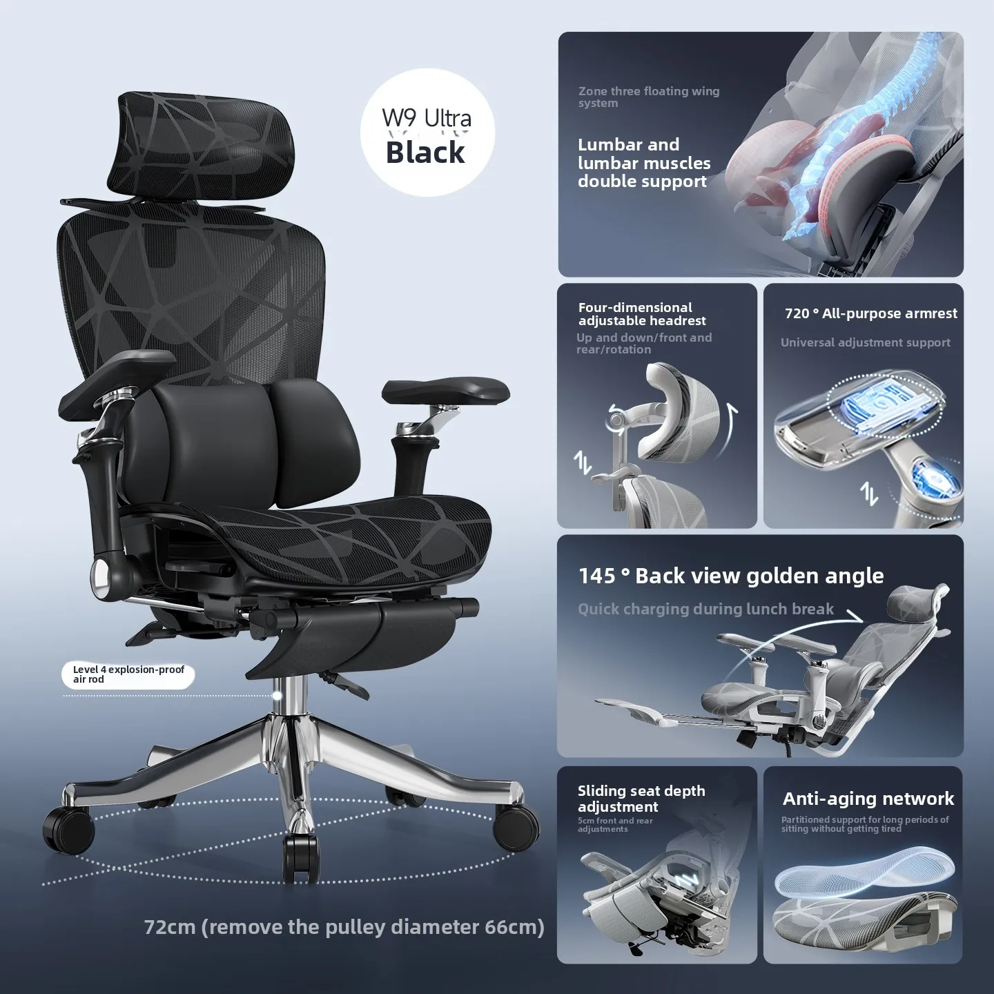 

Reclining Ergonomic Chair with Lumbar Support Comfortable Office Computer Chair for Long Hours