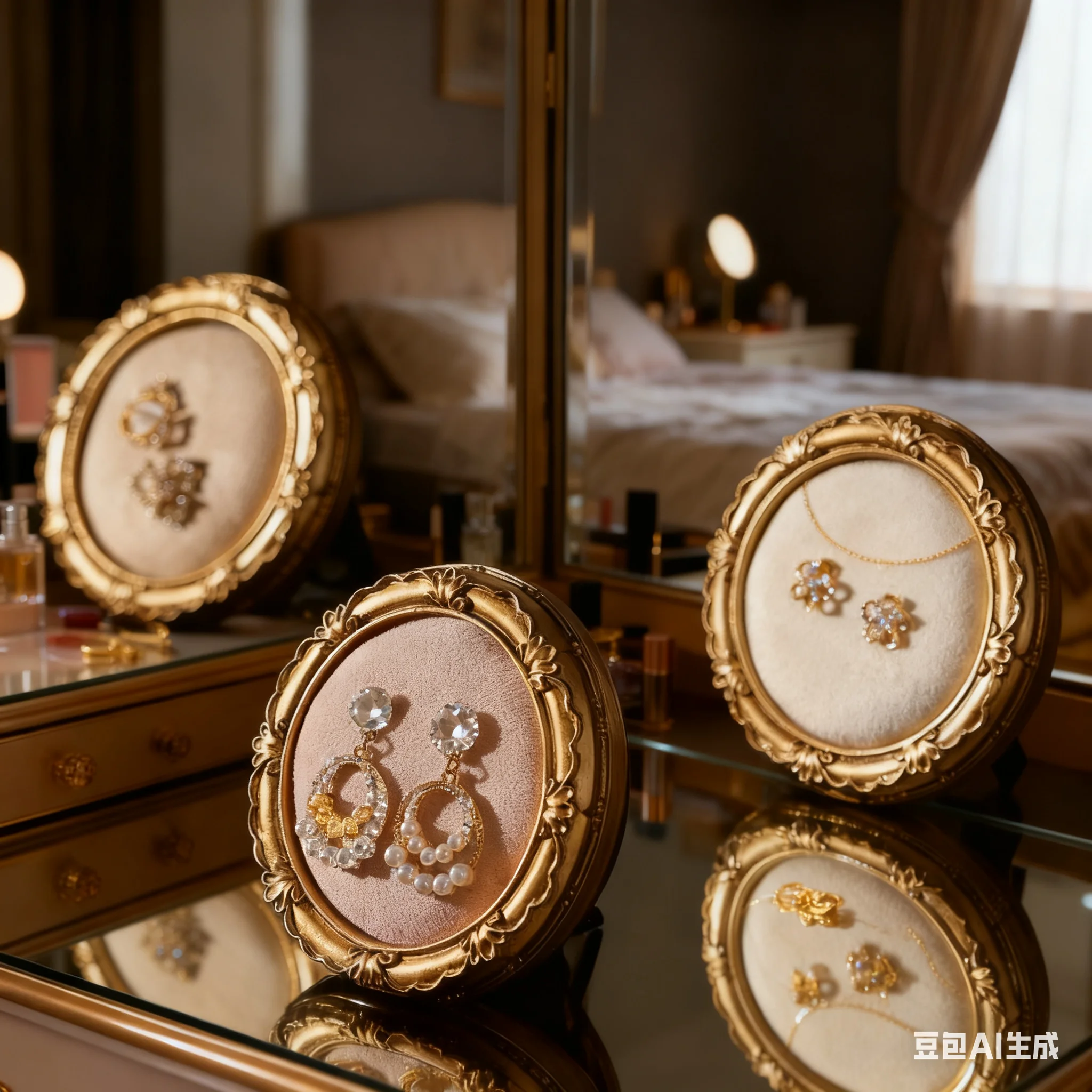 

Винтажная круглая фоторамка для демонстрации ювелирных изделий, плюшевый бархатный держатель для сережек и органайзер для домашнего декора и плоский фон