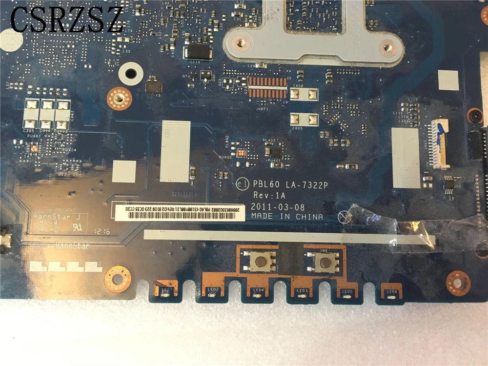 Mainboard For ASUS K53U K53B Notebook PC Mainboard PBL60 LA-7322P Tested