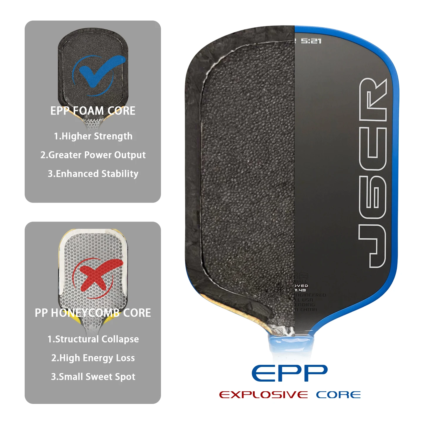 Honolulu J6CR Hot‑Press Powerful Rebound 5th‑Generation Foam Core CFC Carbon Fiber Pickleball Paddle