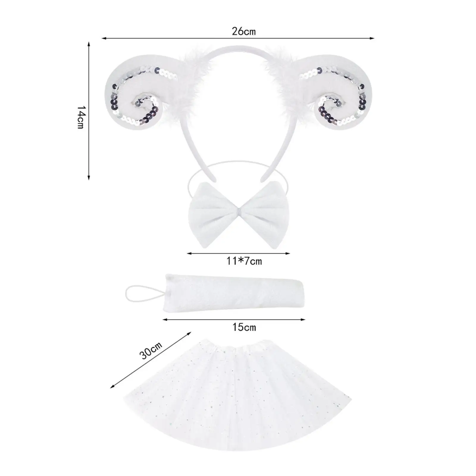 Lamm-Kostüm-Set, Foto-Requisiten, Fliege mit Ohren, Stirnband, Cosplay für Halloween, Anime, Party, Geburtstag, Party, Festivals, Karneval