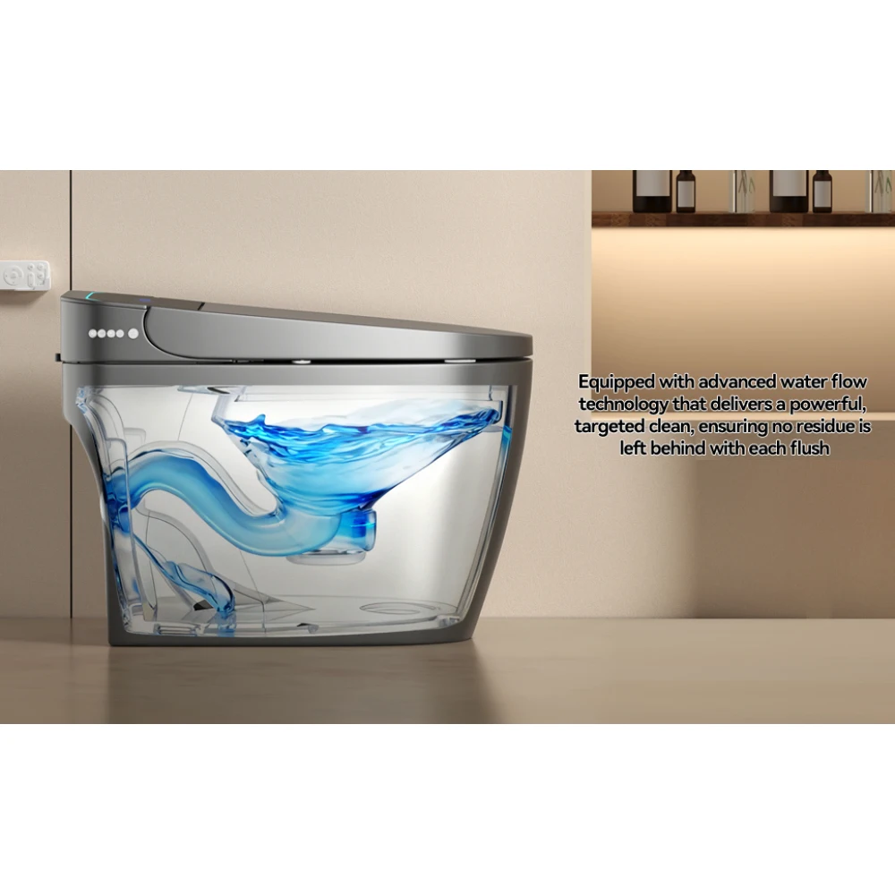 Unique Smart Toile, One Piece Toilet with Bidet Built In,Intelligent Toilet Auto Open/Close Seat. Bidet toilet with Dryer and Warm Water.Gray